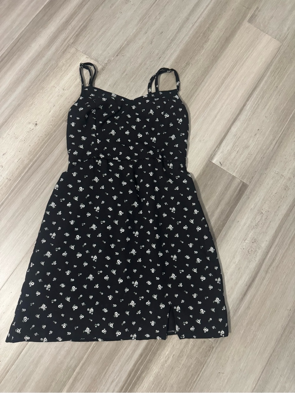 Black Floral Spaghetti Strap Mini Dress Hollister size small
